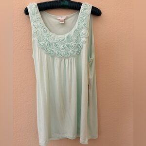 Kenar Mint Rosette Scoop Neck Tank